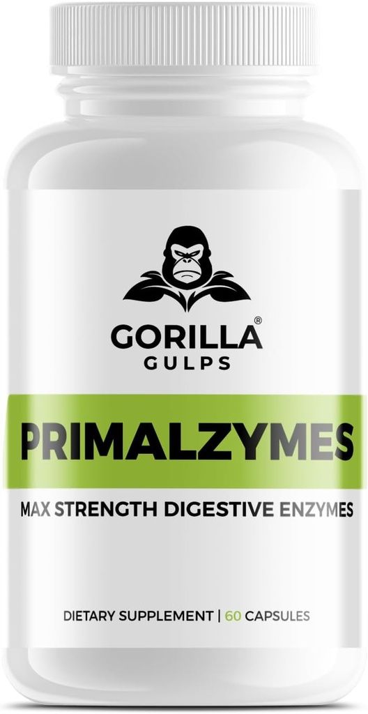 Gorilla Gulps - Primalzymes - 最大強度消化酵素、60ベジギーカプセル
