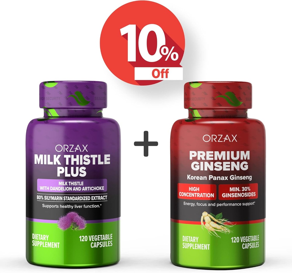 ORZAX ミルクのこの薬プラス 120 の野菜のカプセルおよび優れた Ginseng 120 の野菜のカプセル、束