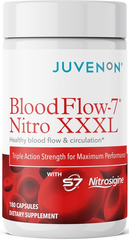 Juvenon BloodFlow-7 Nitrosigine - 最大吸収のための改良式 - 循環ブースター、血圧、コレステロールサポート(180カウント)