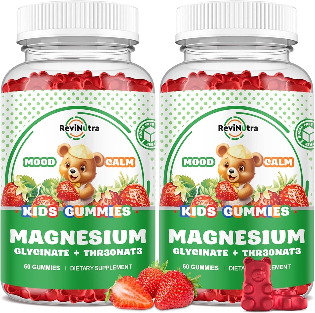 Magnesium Complex Gummies- Calm Chewable Gummies for Kids & Adults- Magnesium Glycinate Supplement-w/Omega-3, Vitamin B6, D3- Support Calm Stress Relief, Bones, Mood, 2 Pack
