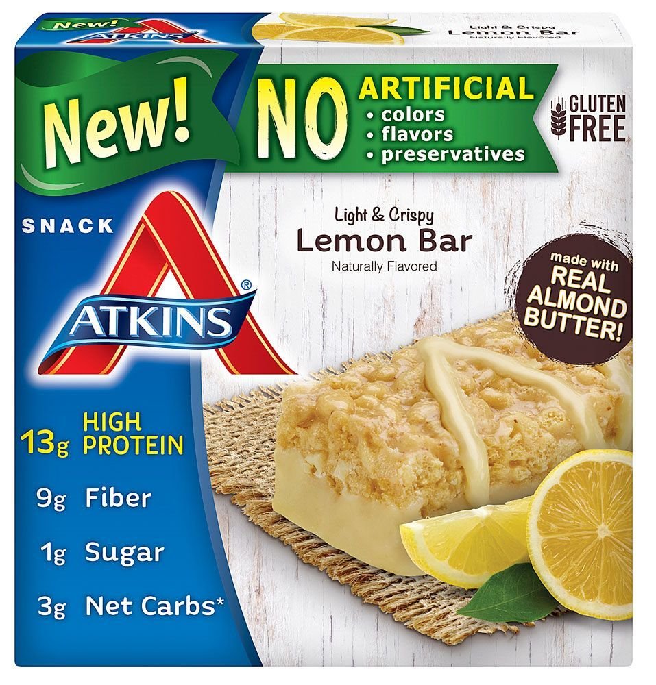 Atkinsスナックライトクリスピーレモンバー、5リトルバー(2パック)
