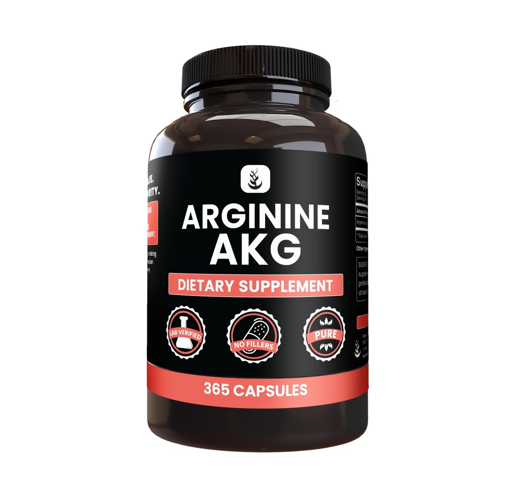 純粋な元のINGREDIENTSのアルギニンAAKG (365のカプセル)マグネシウムか米の注入口無し、常に純粋な実験室は確認しました