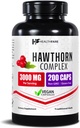 Healthfare Hawthorn Berry Supplement Extract 3000mg | 余分な強度ハーブフォーミュラ | 200 ビーガンカプセル | 心と循環の健康をサポート | 非GMO、グルテンフリー | アメリカ製