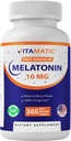 Vitamatic Melatonin 10 mg 錠 | ベジタリアン・非GMO・グルテンフリー | 1-year Supply | ナチュラルベリーフレーバー 365 タブレット