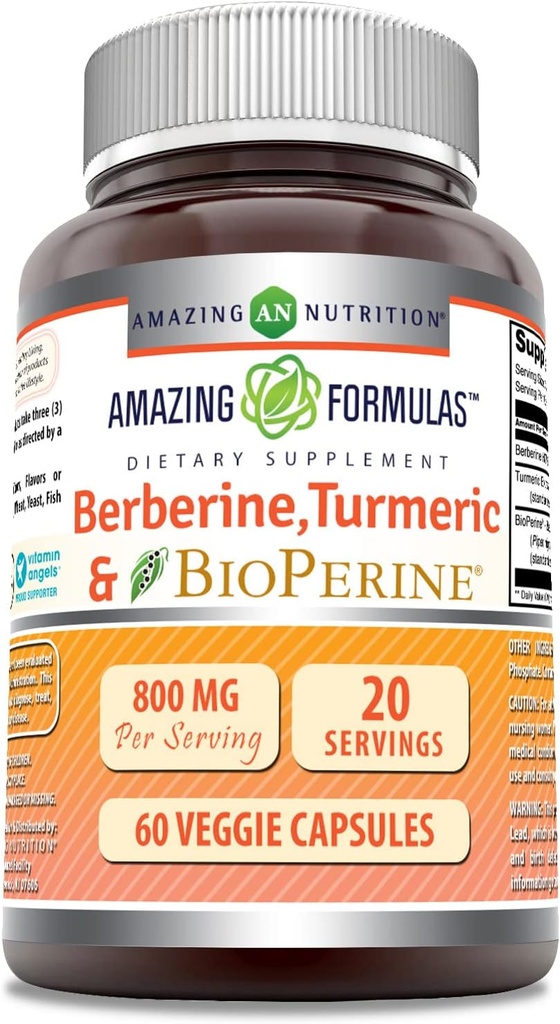 アメイジングフォーミュラ ベルベリン ターメリック&ビオペリン 800mg/サービング 60 Veggie カプセル サプリメント | 非GMO | グルテンフリー | アメリカ製 | ベジタリアン向け