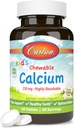 Carlson - Kid's Chewable Calcium、250 mg、高吸収性、骨と歯のサポート、最適なウェルネス、ナチュラルバニラ風味、60錠