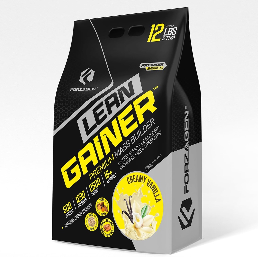 Forzagen Lean Gainer Premium Mass Builder | Mass Gainer Protein Powder for Men & Women (12 Lbs, Creamy Vanilla)