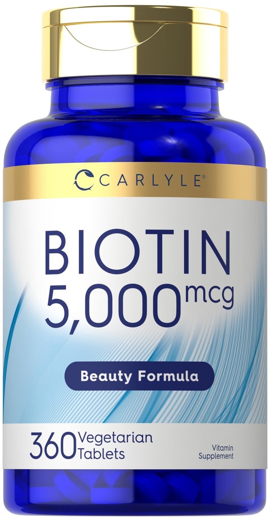 Carlyle Biotin 5000mcg | 360 ベジタリアンタブレット | 美の方式の補足 | 非GMOのグルテンフリー