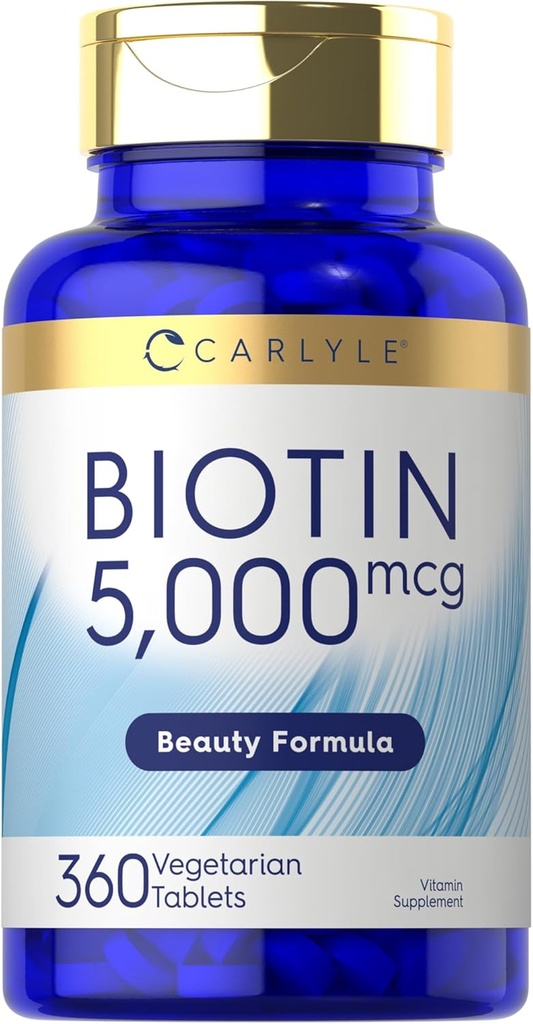 Carlyle Biotin 5000mcg | 360 ベジタリアンタブレット | 美の方式の補足 | 非GMOのグルテンフリー