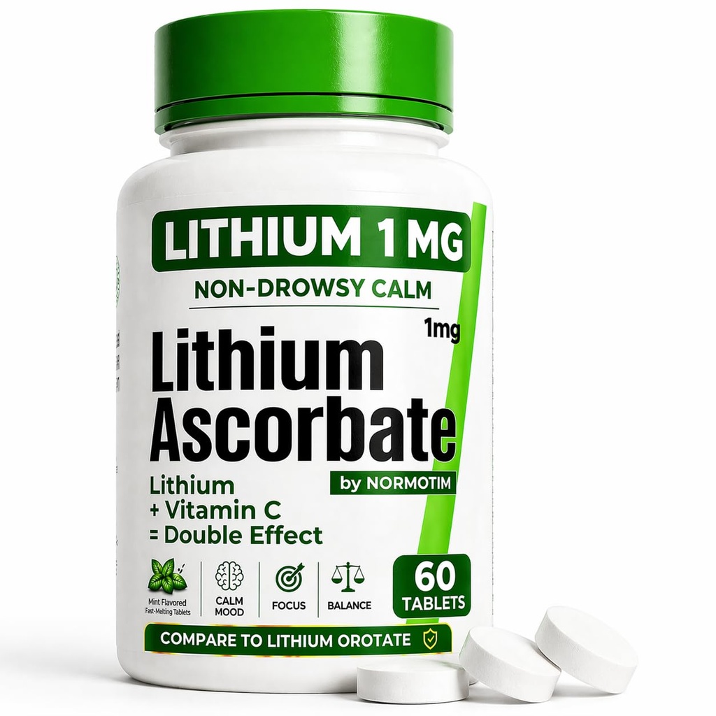 リチウムアスコルベート1mg - リチウムオロットへの安全な代替 - 気分、フォーカス&カルムのためのマイクロドースリチウムサプリメント - ビタミンCサポート - 60錠 - 米国製