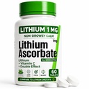 リチウムアスコルベート1mg - リチウムオロットへの安全な代替 - 気分、フォーカス&カルムのためのマイクロドースリチウムサプリメント - ビタミンCサポート - 60錠 - 米国製