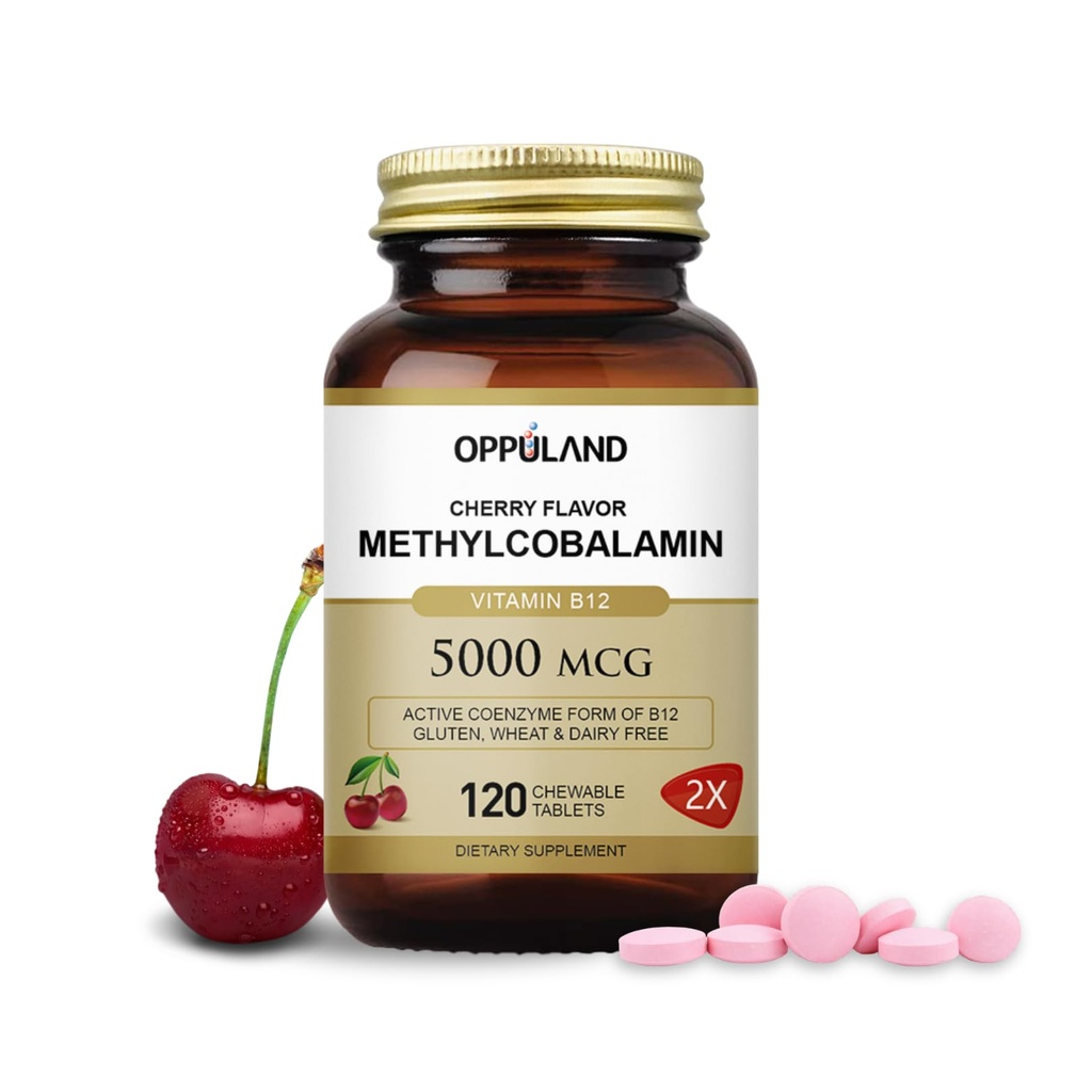 メチルB-12 5000mcgは葉酸塩とChewable - ビタミンB12のMethylcobalaminのSublingualタブレット-エネルギー及び頭脳機能-ビーガン補足-チェリーの味- 120の計算を支えます