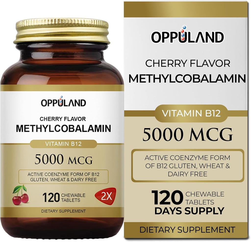 メチルB-12 5000mcgは葉酸塩とChewable - ビタミンB12のMethylcobalaminのSublingualタブレット-エネルギー及び頭脳機能-ビーガン補足-チェリーの味- 120の計算を支えます