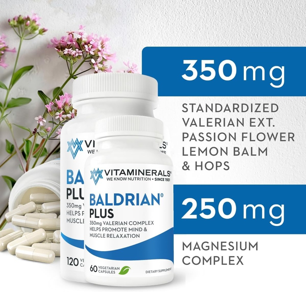 ビタミン33 + Baldrian® Plusナチュラルリラクシングサポート標準化されたバレリアンエキス (60)