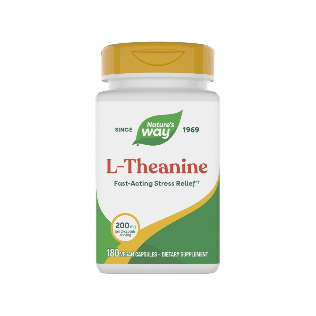 Nature's Way L-Theanine, ストレスサポート*, リラクゼーションを促進*, 200 mg/ 2カプセルサービング, ビーガン, 180カプセル