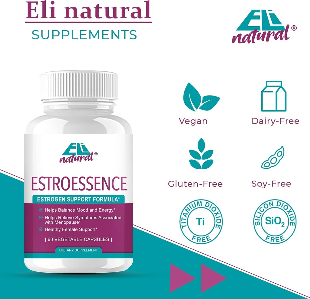女性のためのESTROESSENCEカプセル - 女性ホルモンバランスサプリメント月経閉止気分とエネルギーサポート - 健康的なエストロゲンレベルを回復 | 60 非GMOベジタリアン野菜カプセル