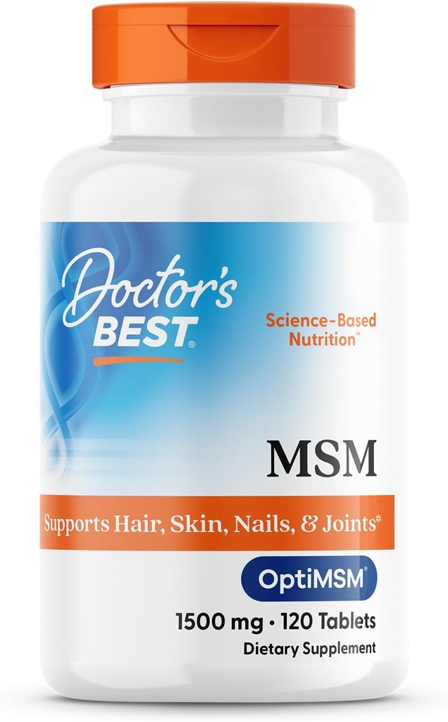Doctors Best MSM, Supports Hair, Skin, Nails, & Joints, Non-GMO, Gluten Free, Vegan 120 Tablets