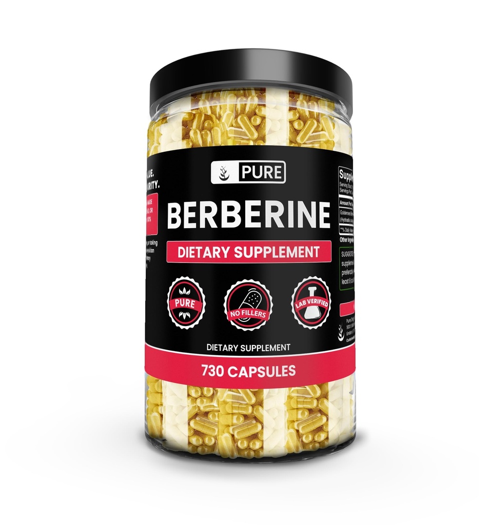 ピュアの元のINGREDIENTS Berberine (730のカプセル)マグネシウムか米の注入口無し、常に純粋、実験室は確認しました