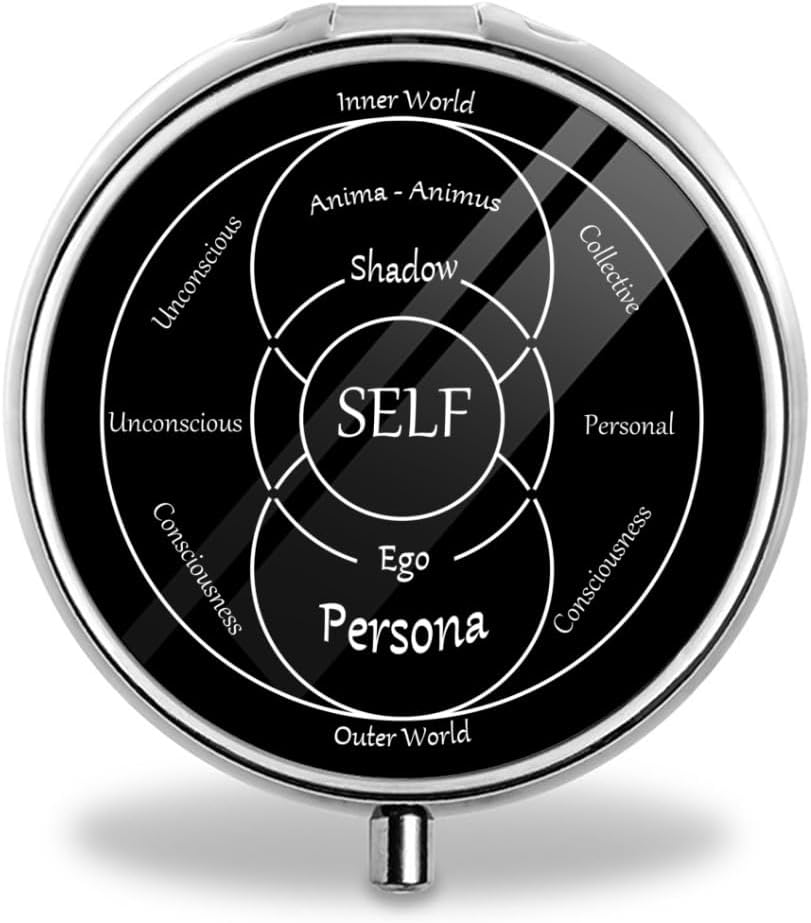 Wheel of Feelings and Emotions - 3-Compartment Round Pill Organizer - Portable, Secure, Stainless Steel Medicine Pill Box - Perfect for Travel, Vitamins, Small Pills