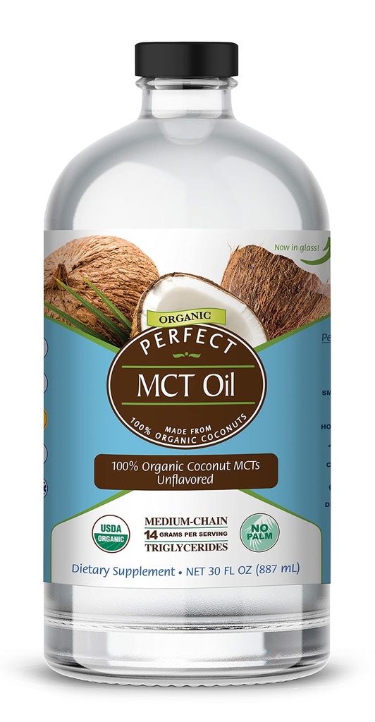 パーフェクトサプリメント - パーフェクトMCTオイル - 30oz - 有機ココナッツMCTスフレーバーオイル - ボディ&ブレインのための持続可能なエネルギーをブースト