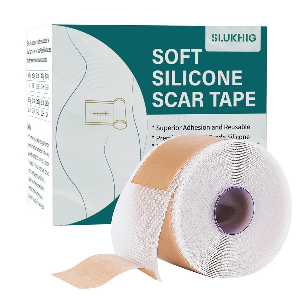 Silicone Scar Sheets (1.6"x 158" Roll-4M), Silicone Scar Tape for Scar Removal Treatment, Reusable Silicone Scar Strips for C-Section, Keloid, Burn, Acne, Surgical Scars