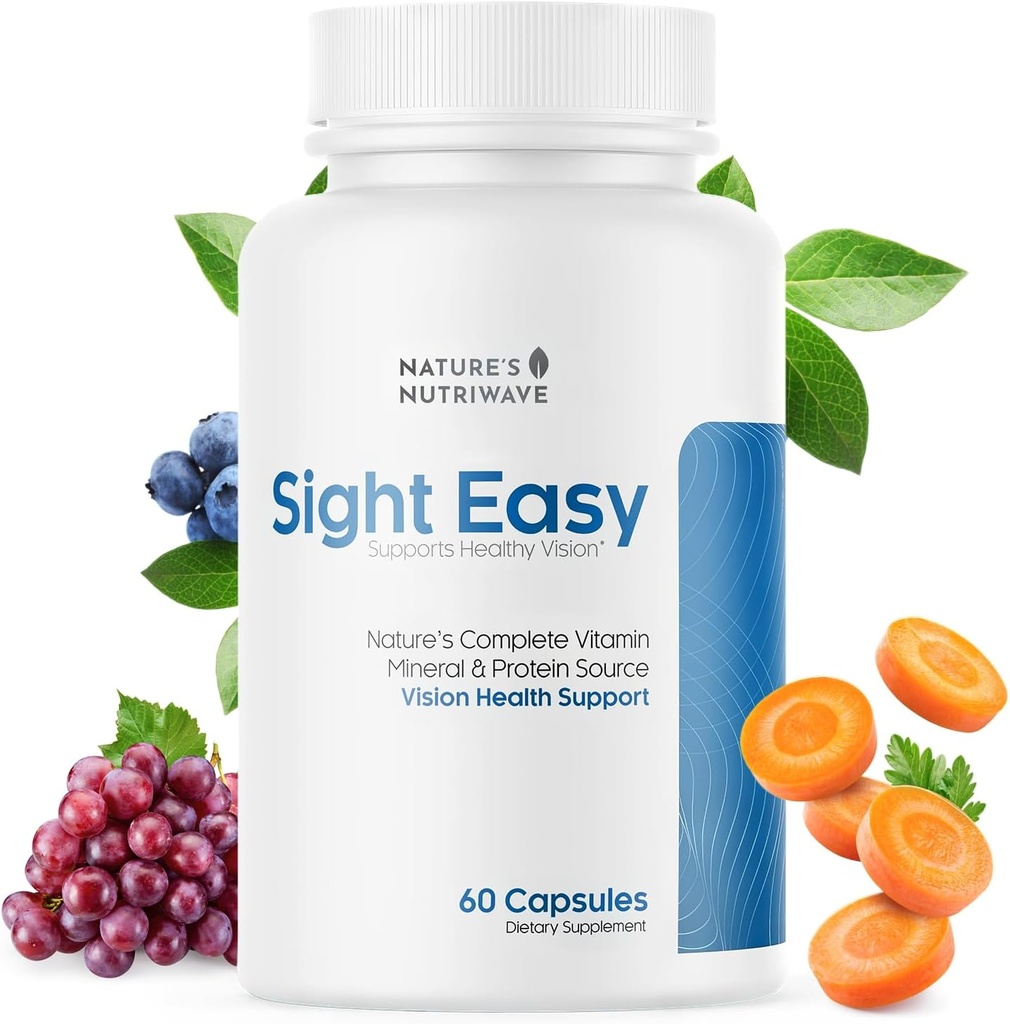 SIGHT EASY - Eye Vitamins & Mineral Supplements with Lutein & Zeaxanthin, Vitamin C, Vitamin E, Zinc and Bilberry for Healthy Vision and Eye Function Support - 60 Capsules, 1 Month Supply