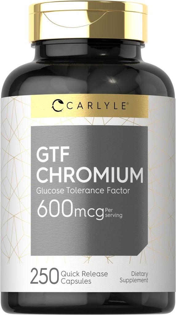 カルライル GTF クロム 600 mcg | 250 カプセル | 非GMO、グルテンフリー