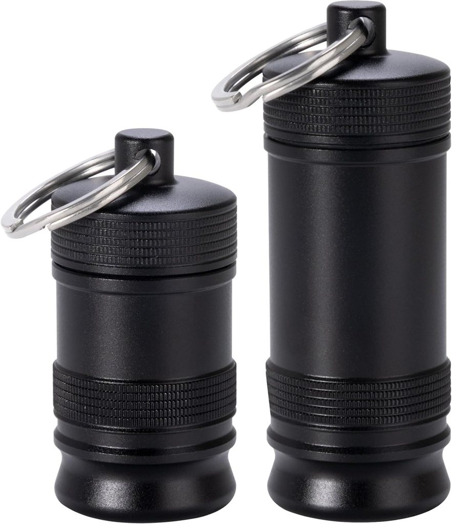 携帯用丸薬のホールダー Keychain - 防水アルミ合金の小さい丸薬の箱、パースの毎日の丸薬箱の薬のびんのオルガナイザーのための金属の丸薬の容器屋外のキャンプ旅行のための