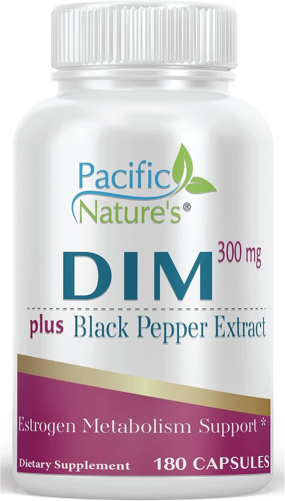 パシフィックネイチャーズ DIM 300mg with ブラックペッパー(180カプセル) Diindolylmethane ホルモンバランスと男性と女性の両方のサポート - グルテンフリー、非GMO