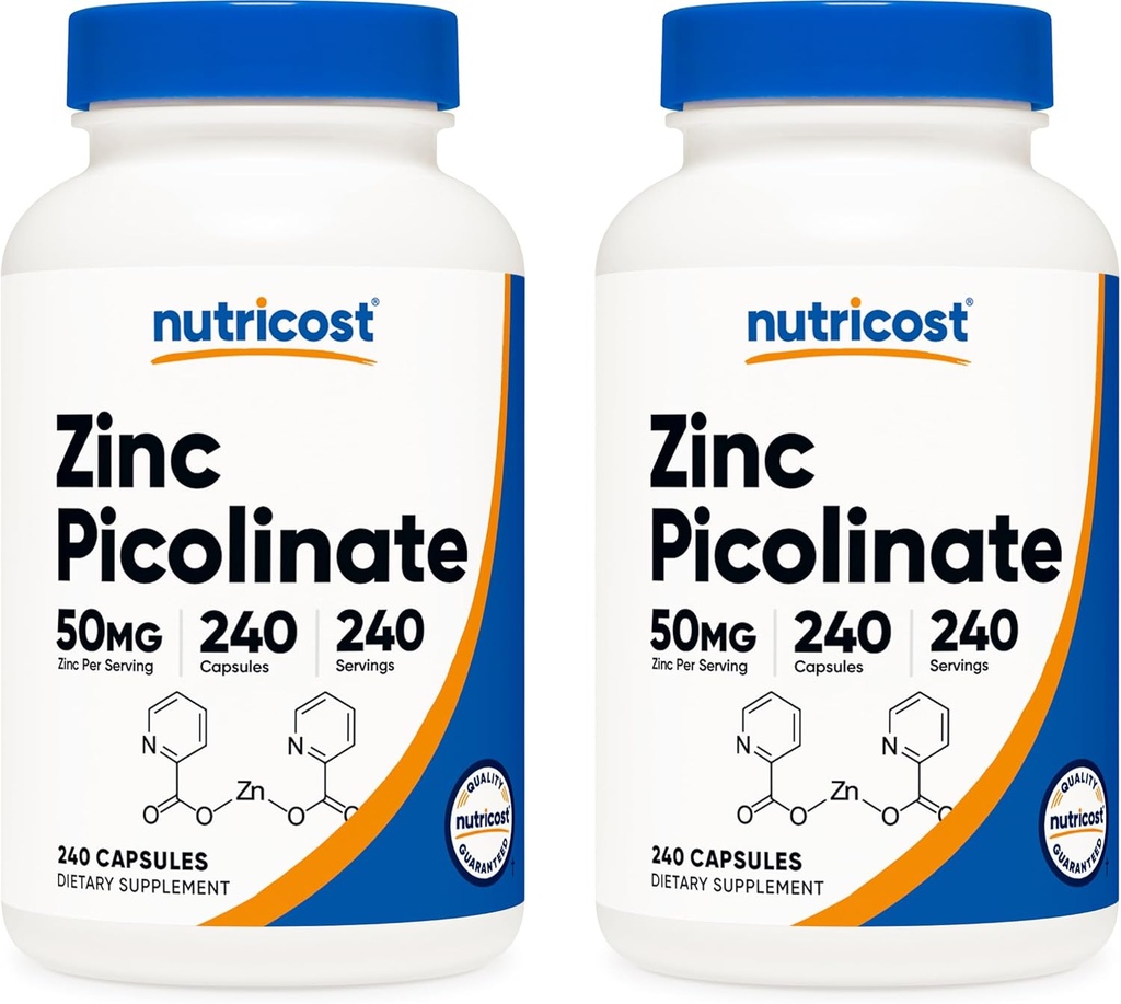 Nutricost亜鉛ピコリネート50mg、240のベジタリアンカプセル(2本のびん) -グルテンフリーおよび非GMO