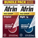 Afrin なし Drip オリジナル + ナイト鼻ミストバンドルパック, 非眠気, 鼻の混雑と鼻の圧力救助のための高速演技デカンストラント, 大人と子供 6 以上, .5 fl oz (パッケージ 2)