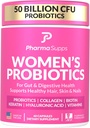 Advanced Women's Probiotics for Gut Health with Hair, Skin, & Nails Vitamins Support - 50 Billion CFU w/Collagen, Biotin & Keratin - Probiotic Supplement for Digestive Health & Bloating Relief.