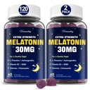大人のためのMelatoninのグミー30mg:L-テアニン、Ashwagandha、MSM、ビタミンD3及び亜鉛-非習慣の形成、自然な混合されたベリー味60の計算(パッケージ2)の