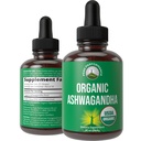 Ashwagandhaの液体の低下。USDAの有機性ビーガン補足。 女性、人、子供のための余分強さのAshwagandhaの根のエキス。適応物質を使って。 砂糖ゼロ、有機、グルテンフリーのチンキサプリメント。