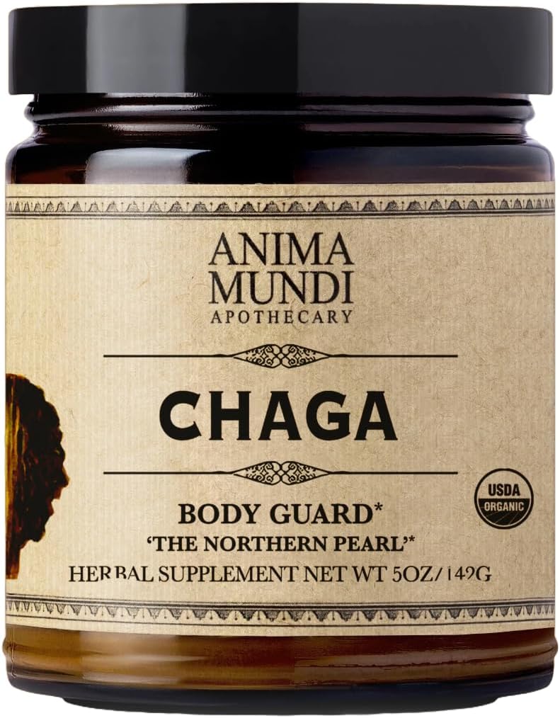 Anima MundiのApothecaryのチャガのきのこの粉-有機性チャガのきのこの粉-免疫システム サポート補足-茶、コーヒーおよび多くのために大きい(5oz)