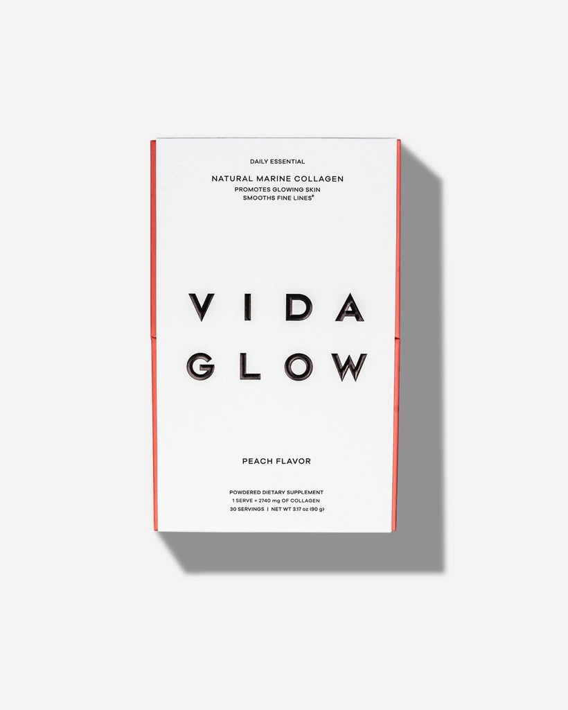 Vida Glowの海洋のコラーゲンの粉-コラーゲンのペプチッドが付いている反老化の補足、促進します成長の皮、強い釘、健康な毛  30のサービング、ピーチの味