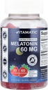 Vitamaticの砂糖の自由なMelatonin 60のmg - 60の菜食主義者のグミ -補足を形作るNon-Habit