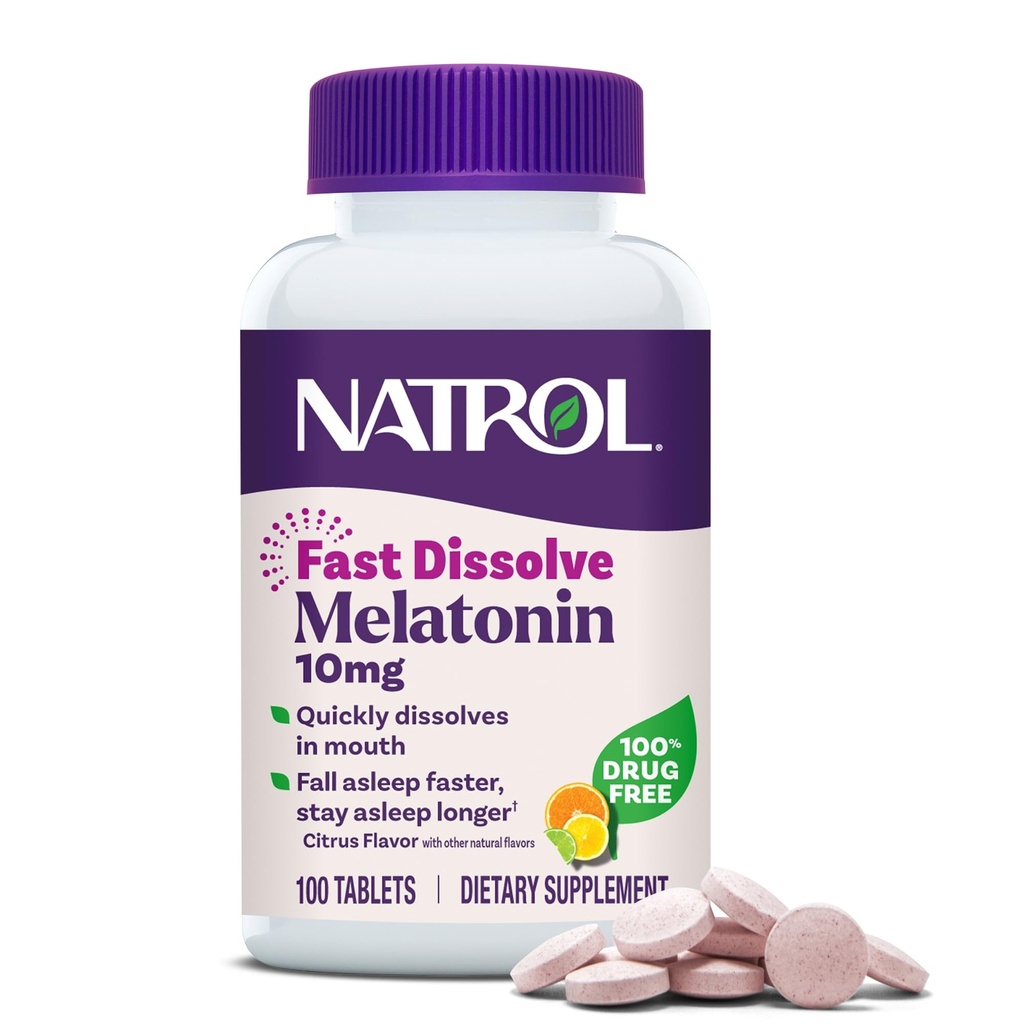 Natrolの速い分解のMelatonin 10のmgのMelatoninは残りの睡眠、大人のための睡眠サポート、100のCitrus風味のタブレット、100日の供給まで補います