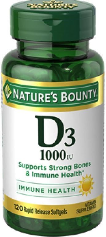 Nature's Bounty Vitamin D3 1000 IU免疫健康、120 Softgels(12パック)