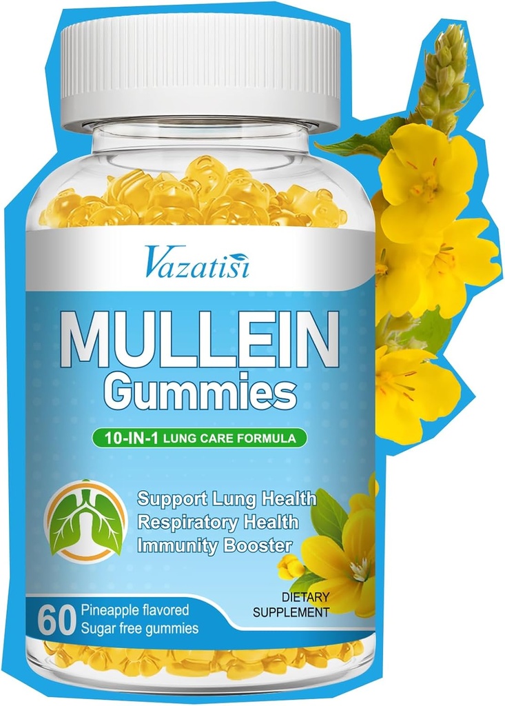 Lungs、Bromelain、Quercetin、マグネシウムが付いているMulleinの葉のエキスのための1つのMulleinのグミーの10 -健康な呼吸のためのLungのクレンジングを、60ct支えて下さい