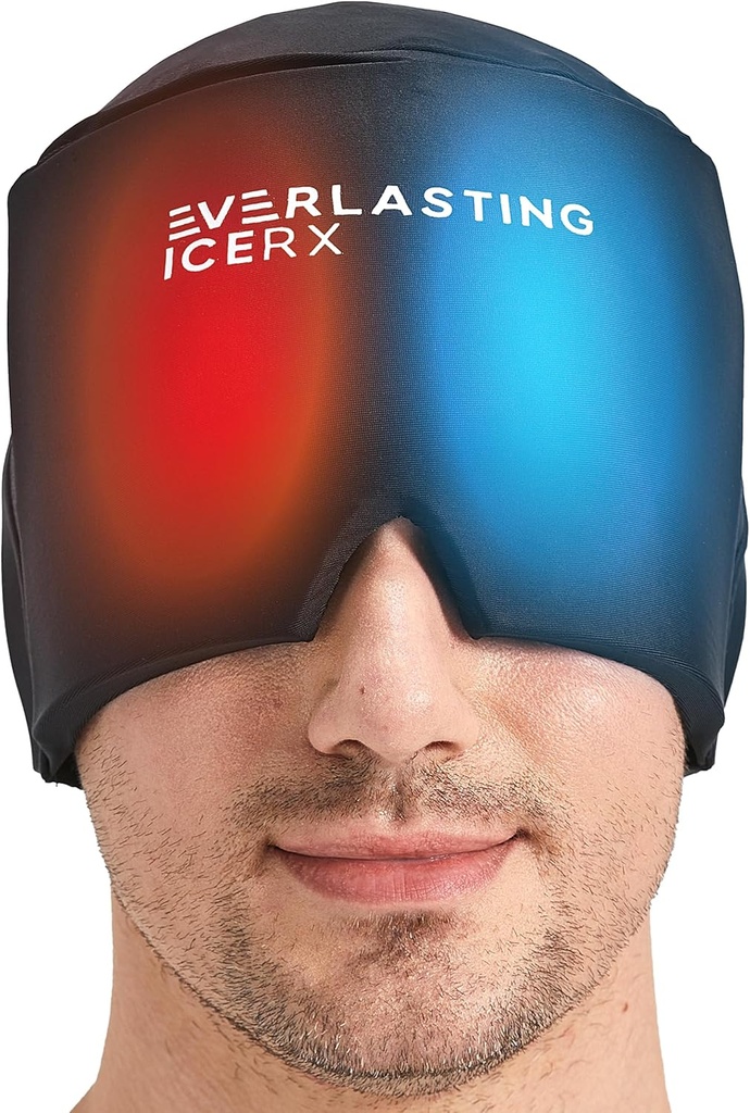 形態の付属品のゲルのアイス 頭痛の救助の帽子-風邪療法の頭痛の救助の帽子/氷の頭部の覆いのアイス パックのマスク、張力及び圧力、20%のより多くのゲル、片頭痛の救助の黒