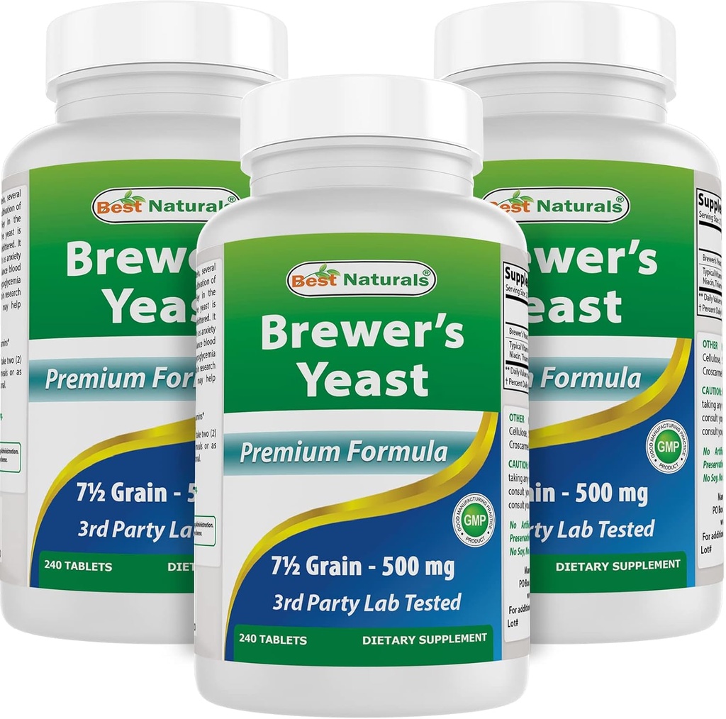 ベストナチュラル、ビール酵母、ビタミンB1、ビタミンB2、1000mg 240錠(240カウント)