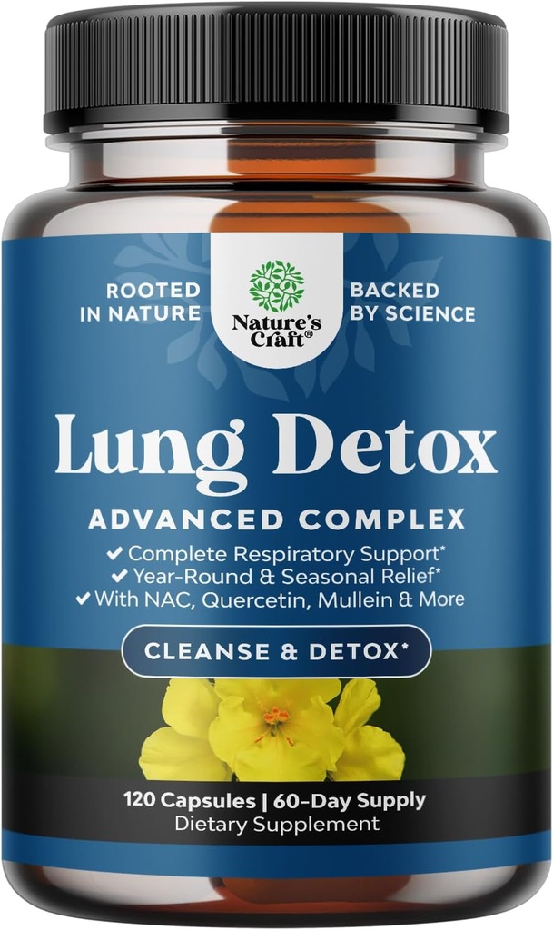 Lung Detox Mulleinの葉のカプセル-NAC Quercetin及びCordycepsのエキスが付いているMullein Lungの清潔な複合体を浄化して下さい-Sinusの免除及び呼吸サポートのための葉のハーブの呼吸器の補足