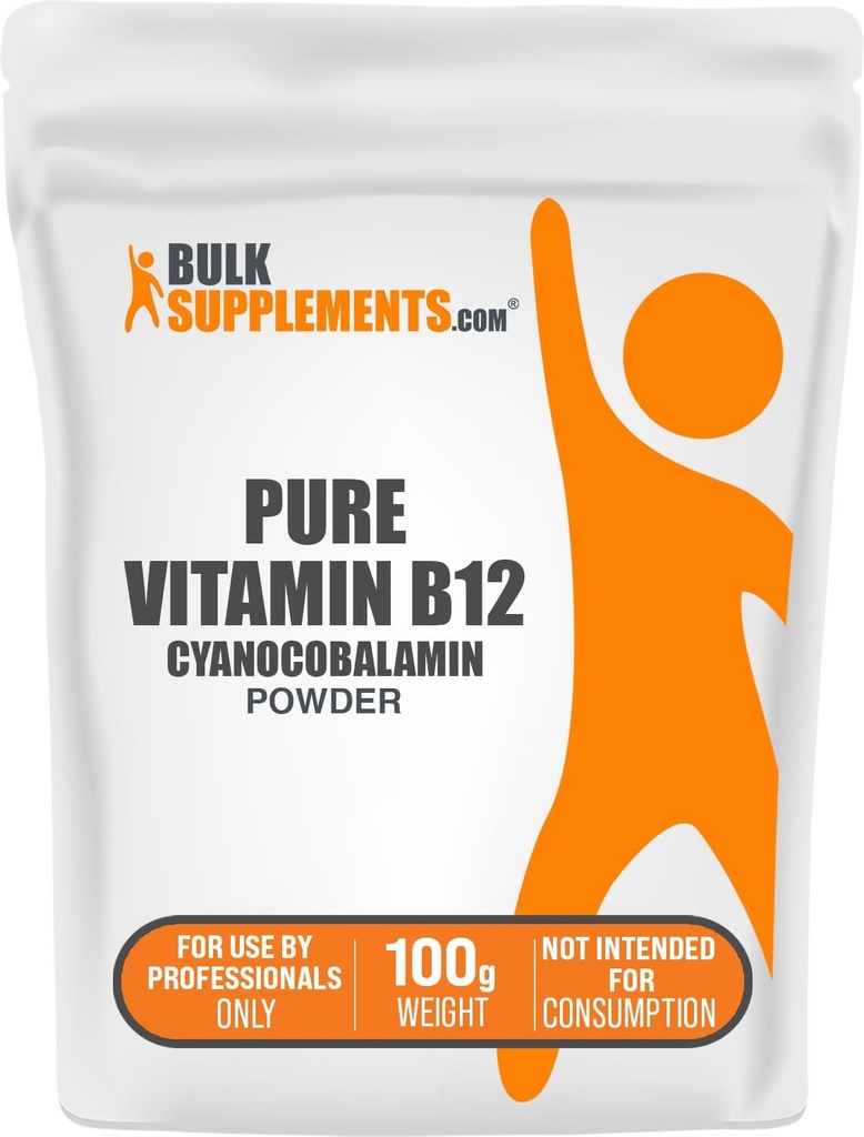 BulkSupplements.comピュアビタミンB12パウダー - Cyanocobalamin、ビタミンB12サプリメント - ビーガン&グルテンフリー、複数のサービング、100g(3.5オンス)(パッケージ1)
