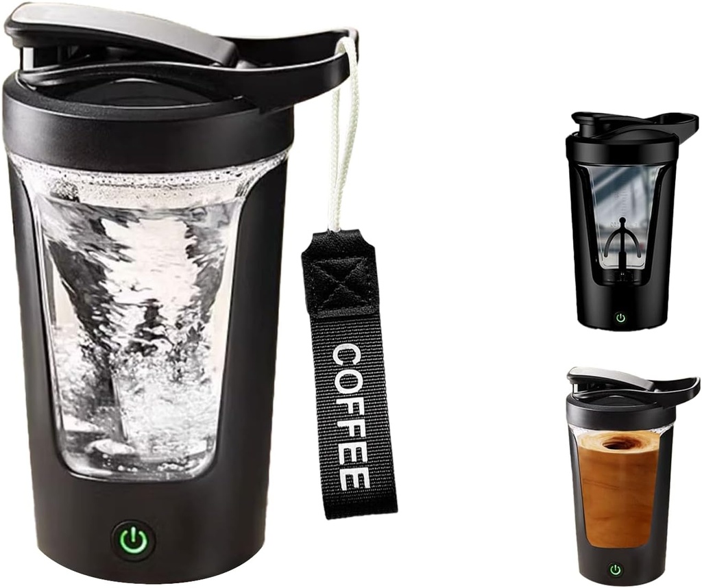 電動プロテインシェーカーボトル、ポータブルミキサーカップ、USB C充電式、BPAフリートライタン、450ml / 16oz、500mAh、スムースシェイク用