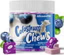 Bovine Colostrum Chews Supplement with probiotics for Gut Health, Bloating, Immune Support, Skin, Hair Growth and Beauty - Blueberry Flavor (60 Servings)