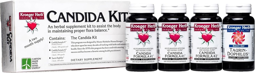 Kroegerのハーブ プロダクト、Candidaサポート キット、消化管の栄養物の補足、Gutの健康、最適腸機能、非GMOのグルテンフリー、米国でなされる防腐剤無し