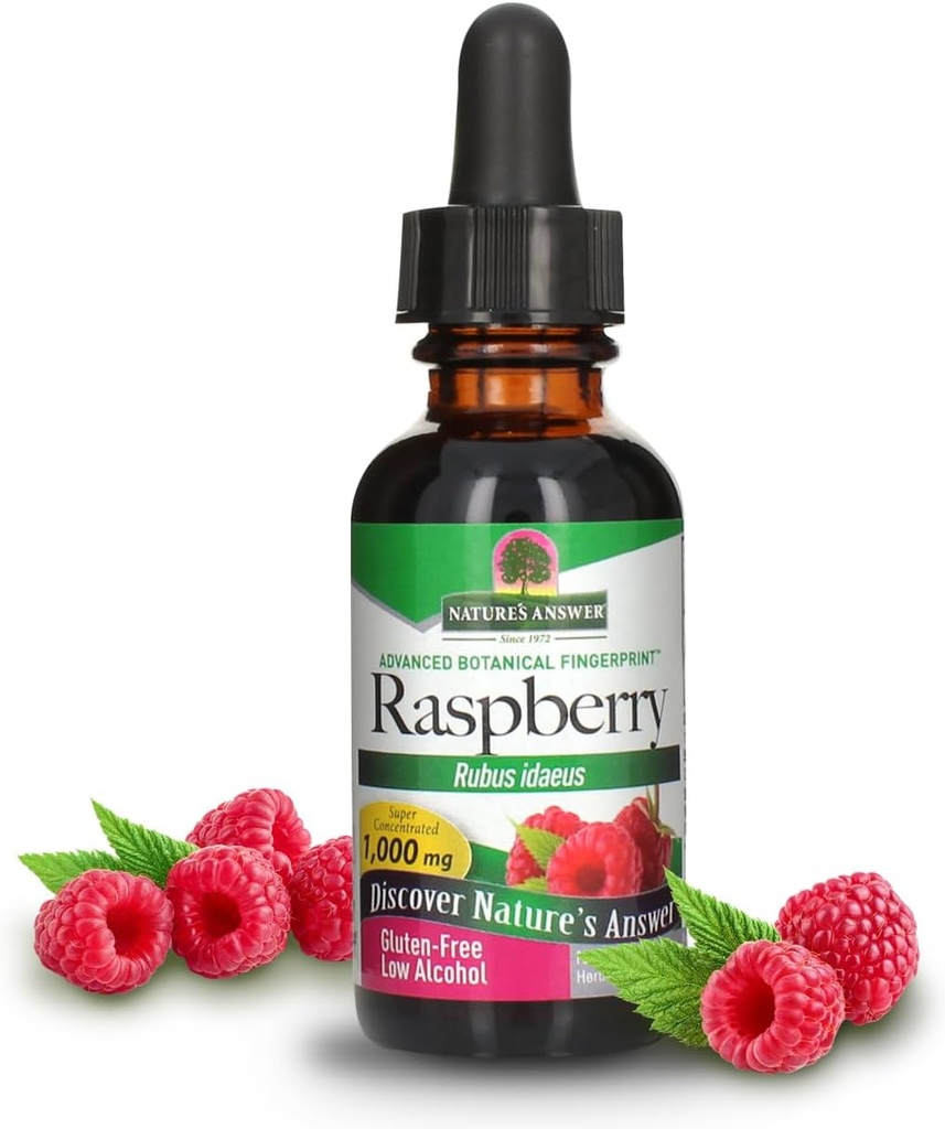 Nature's Answer Low Organic Alcohol Raspberry Leaf Extract, 1-Fluid Ounce nonGMO, Kosher certified, Gluten Free | Supports Health | Soothes Digestion