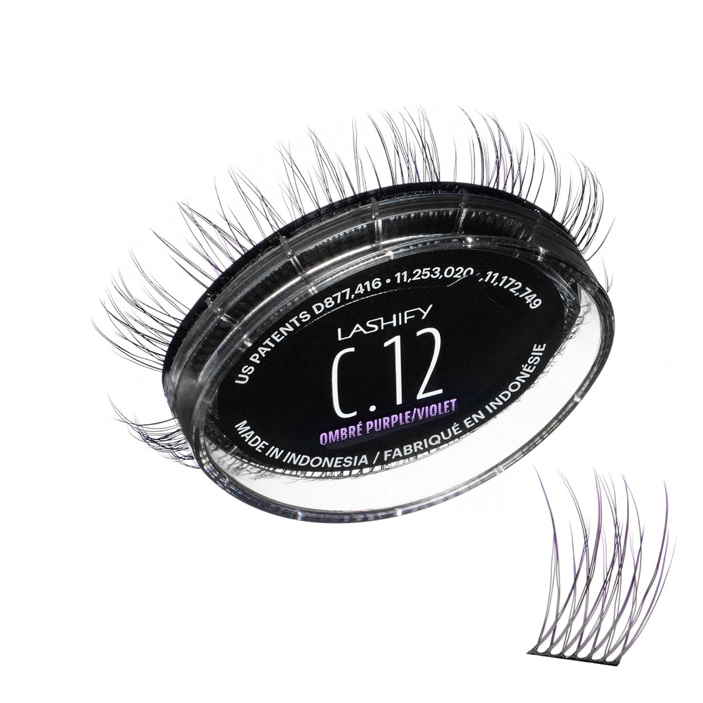 Lashify Curl 12mm Gossamer Eyelash Extensions Refill in Ombre Purple, Easy DIY False Lashes for a Natural Look