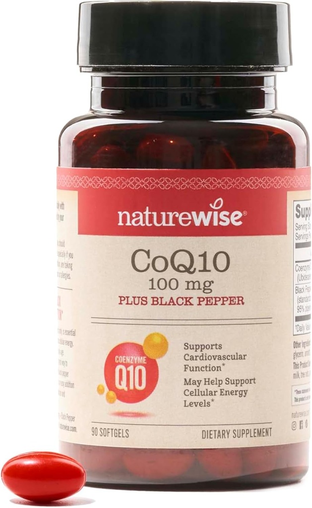 NatureWise CoQ10 100mg + ブラックペッパーSoftgels - 高吸収補酵素Q10 +ブラックペッパー - 心臓の健康のための抗酸化剤 + 細胞エネルギー - ビーガン、非GMO、グルテンフリー - 90カウント[90日の供給]